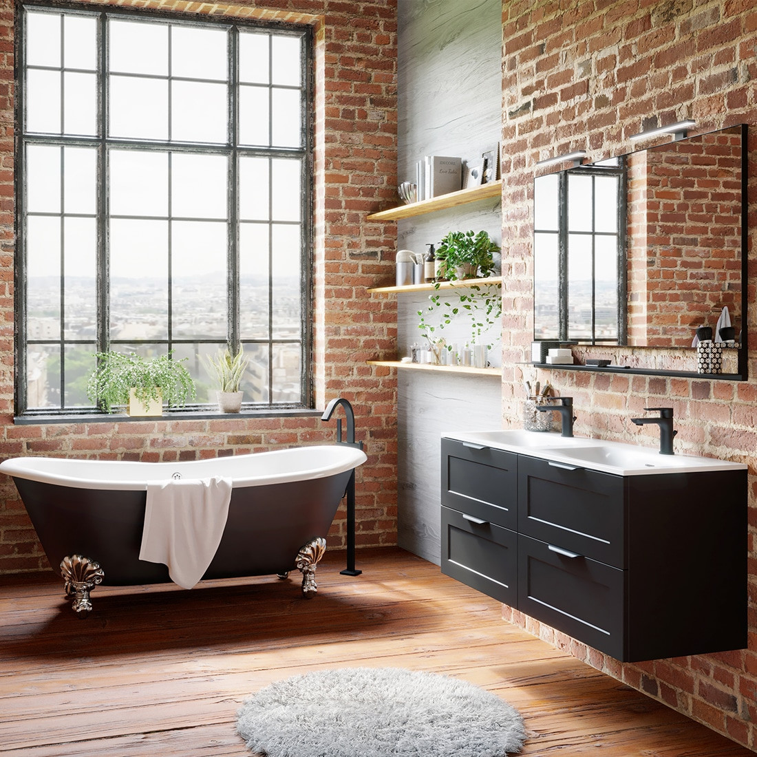 meuble salle de bains style industriel millesime noir 120